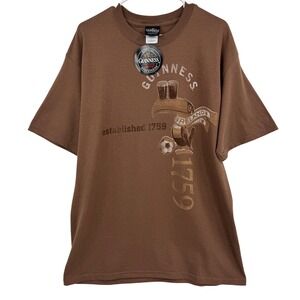 Vintage Guinness Mens Toucan Ireland Soccer Brown Graphic T-Shirt L NWT Beer